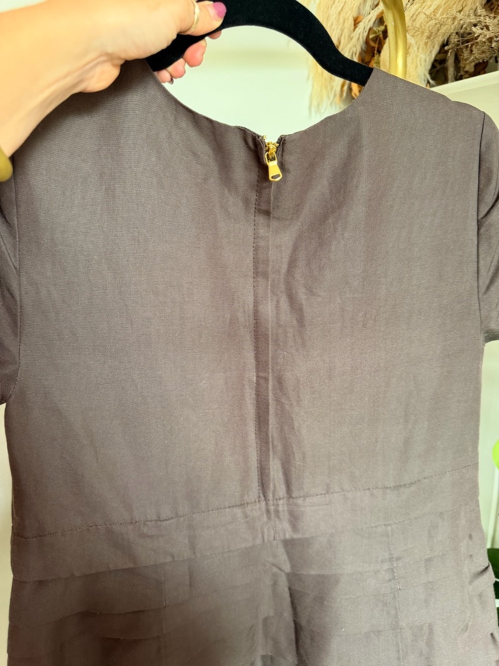 Marc by Marc Jacobs Short-Sleeve Pleated Mini Dress in Brown - Picture 6 of 6